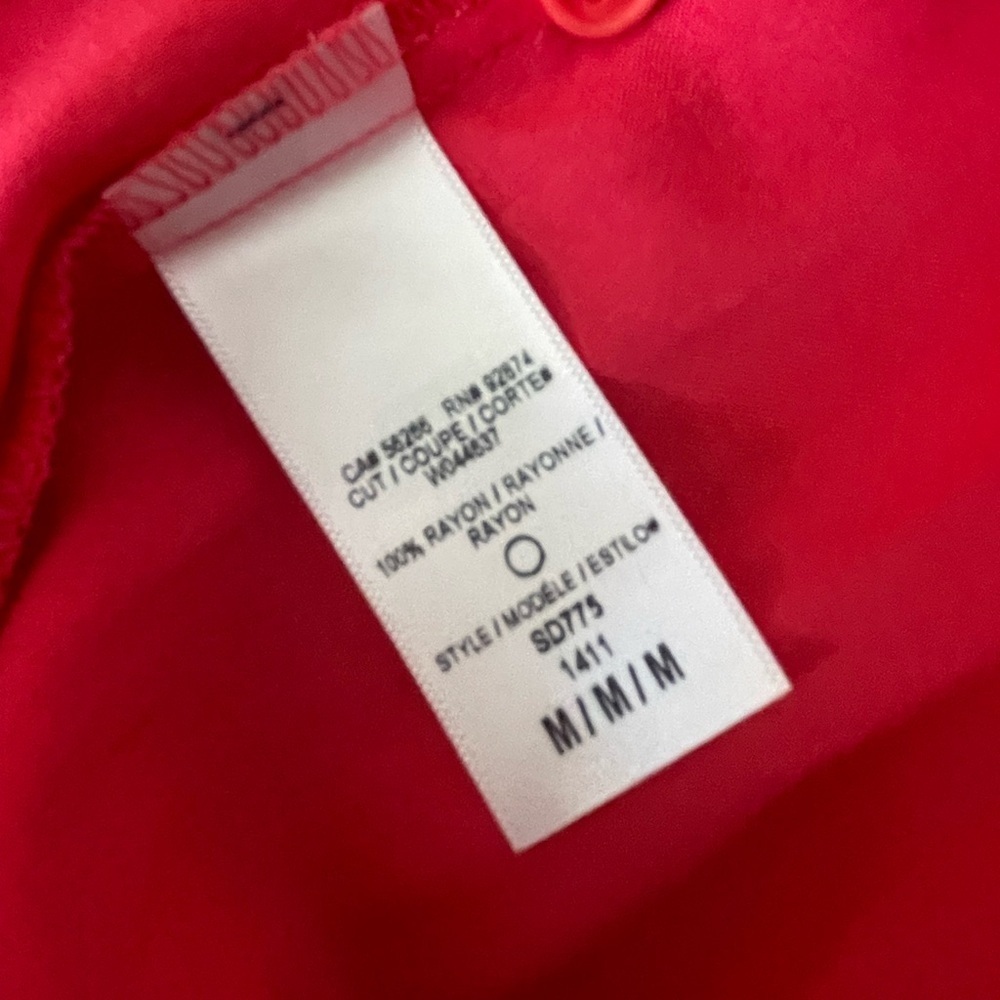 Splendid Coral Long Sleeve V Neck Mini Dress Pockets Elastic Waist Size M NEW - Picture 9 of 10